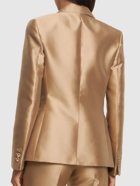 Alberta Ferretti   Tailored satin single breast jacket 