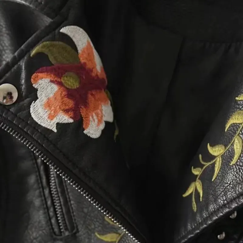 Alexandra Floral Embroidered Soft Leather Jacket