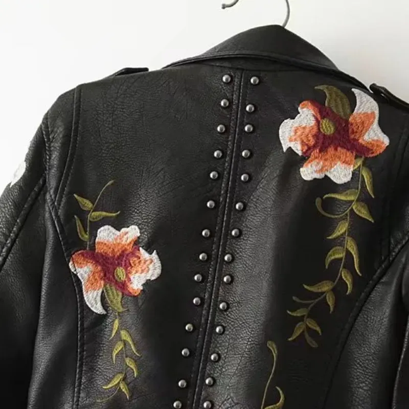 Alexandra Floral Embroidered Soft Leather Jacket