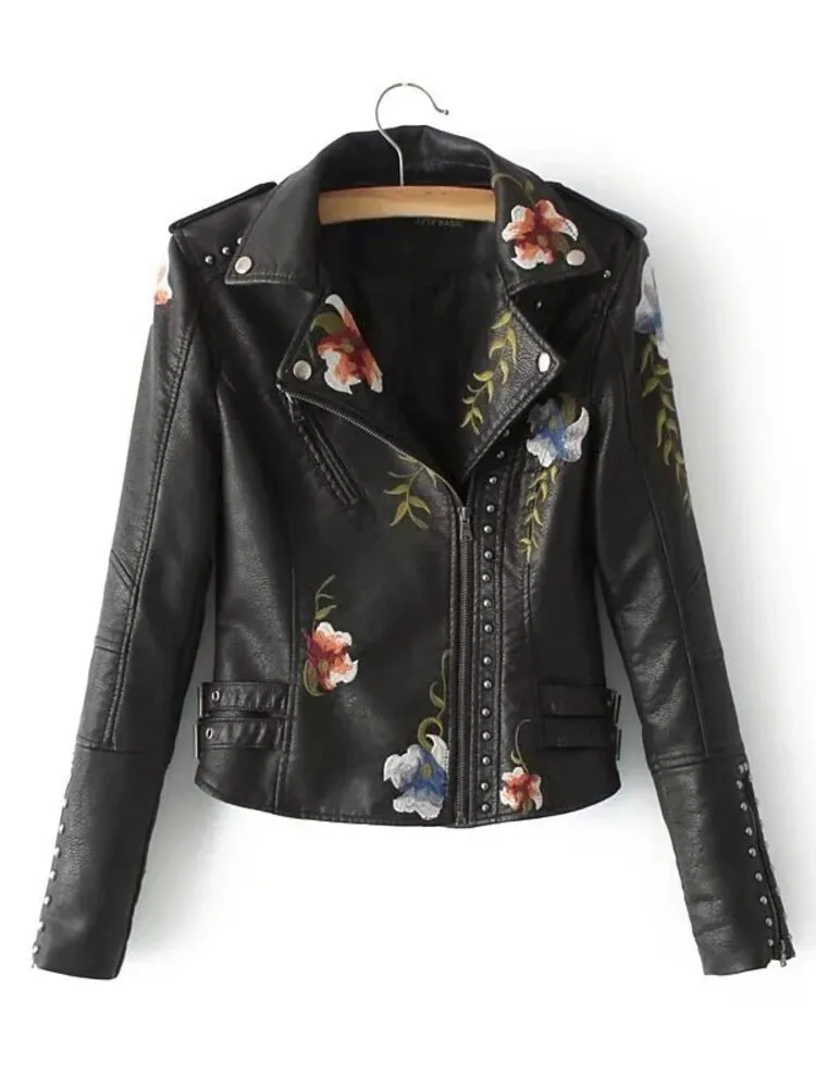 Alexandra Floral Embroidered Soft Leather Jacket