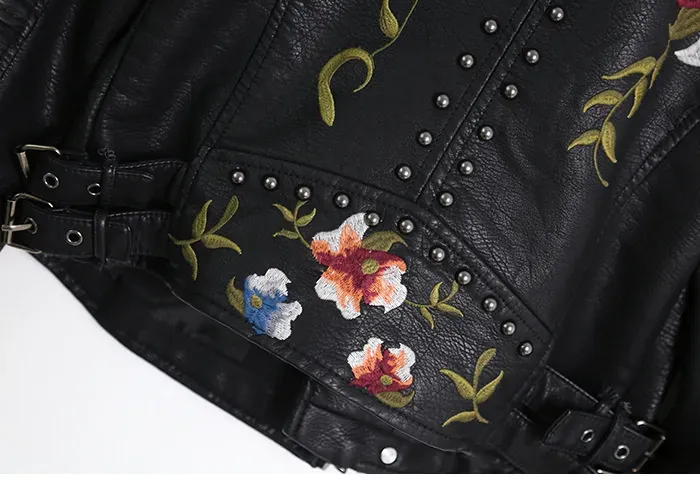 Alexandra Floral Embroidered Soft Leather Jacket