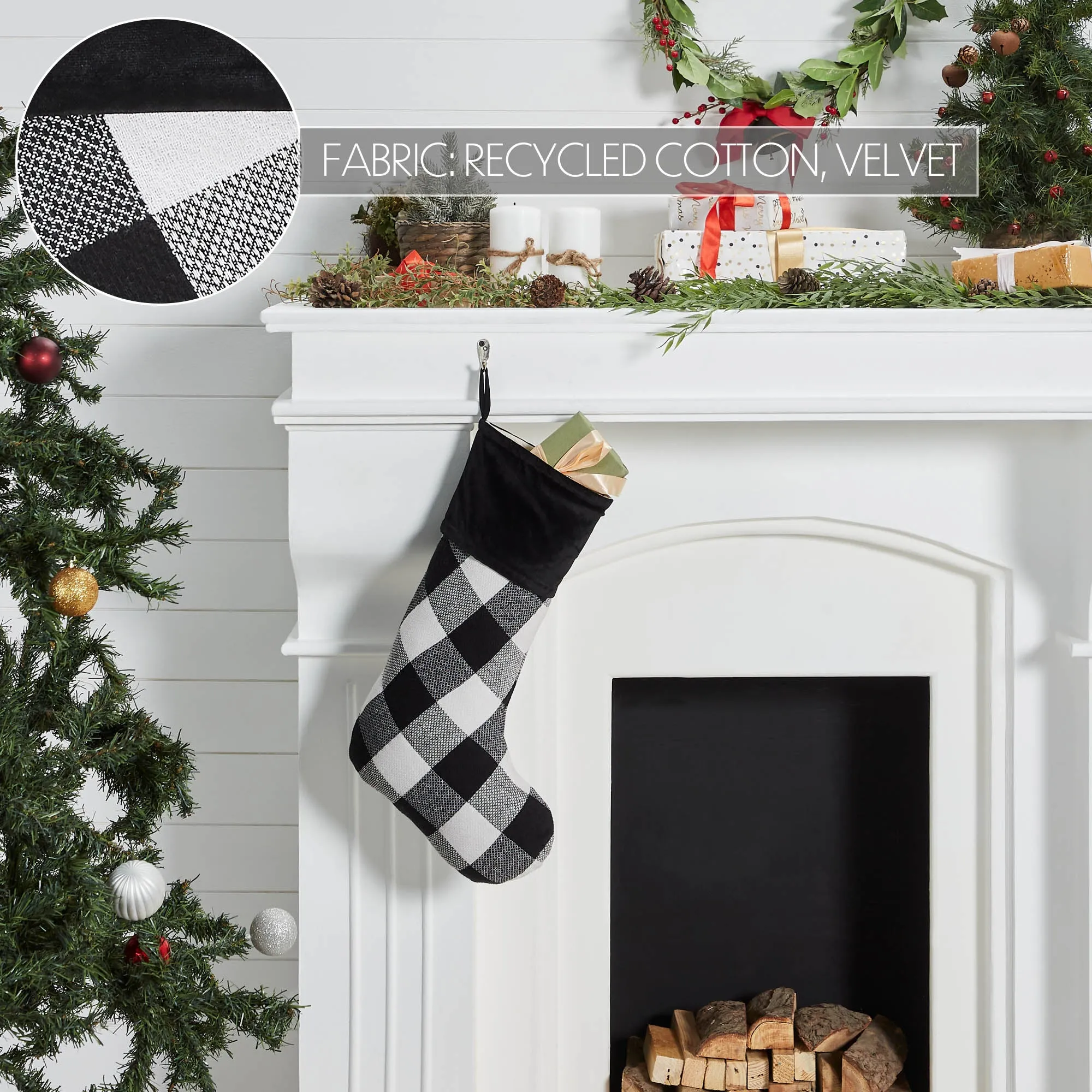 Annie Black Check Stocking 12x20