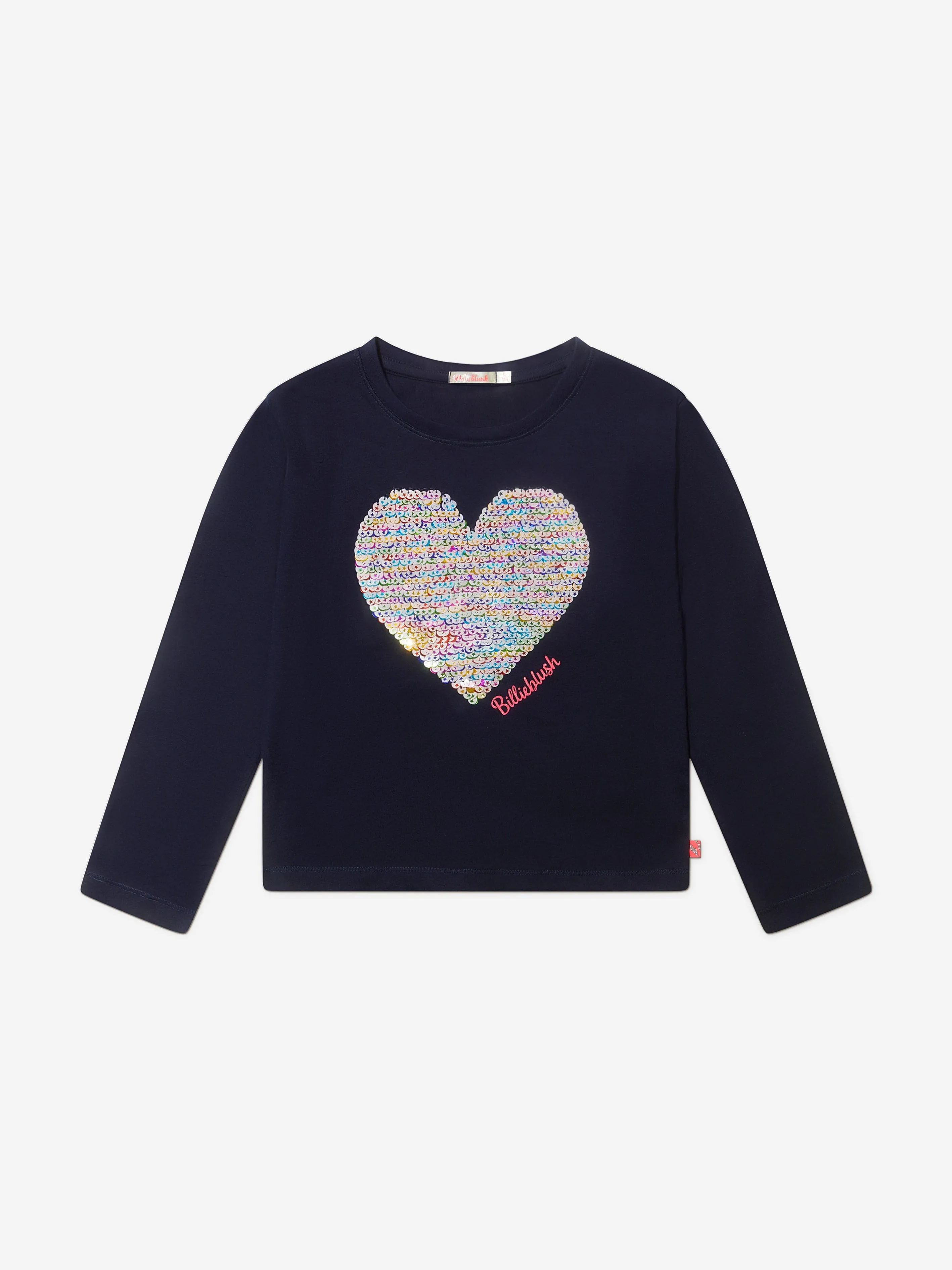 Billieblush Girls Sequin Heart Long Sleeve T-Shirt