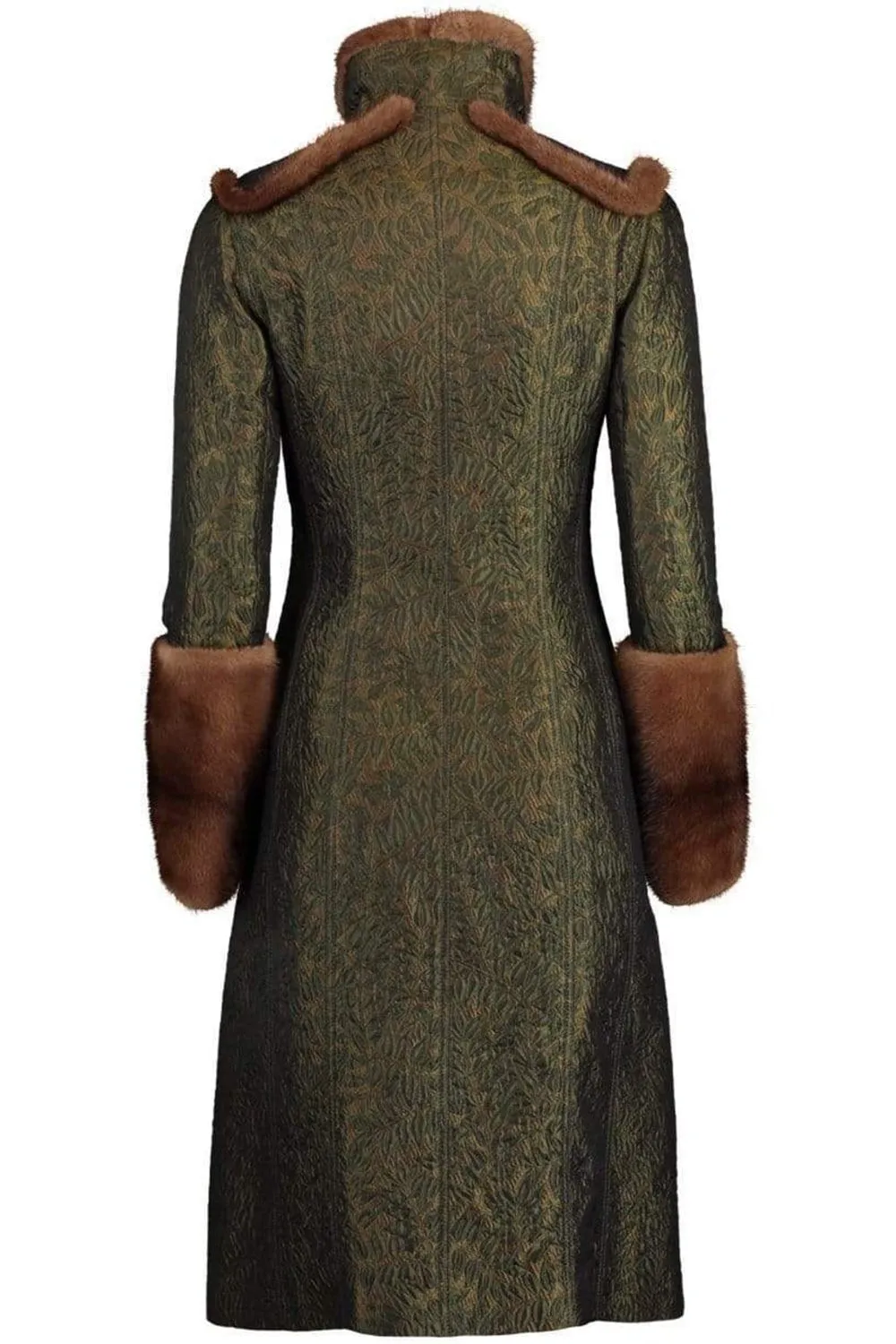 Brocade Coat with Mink Trim