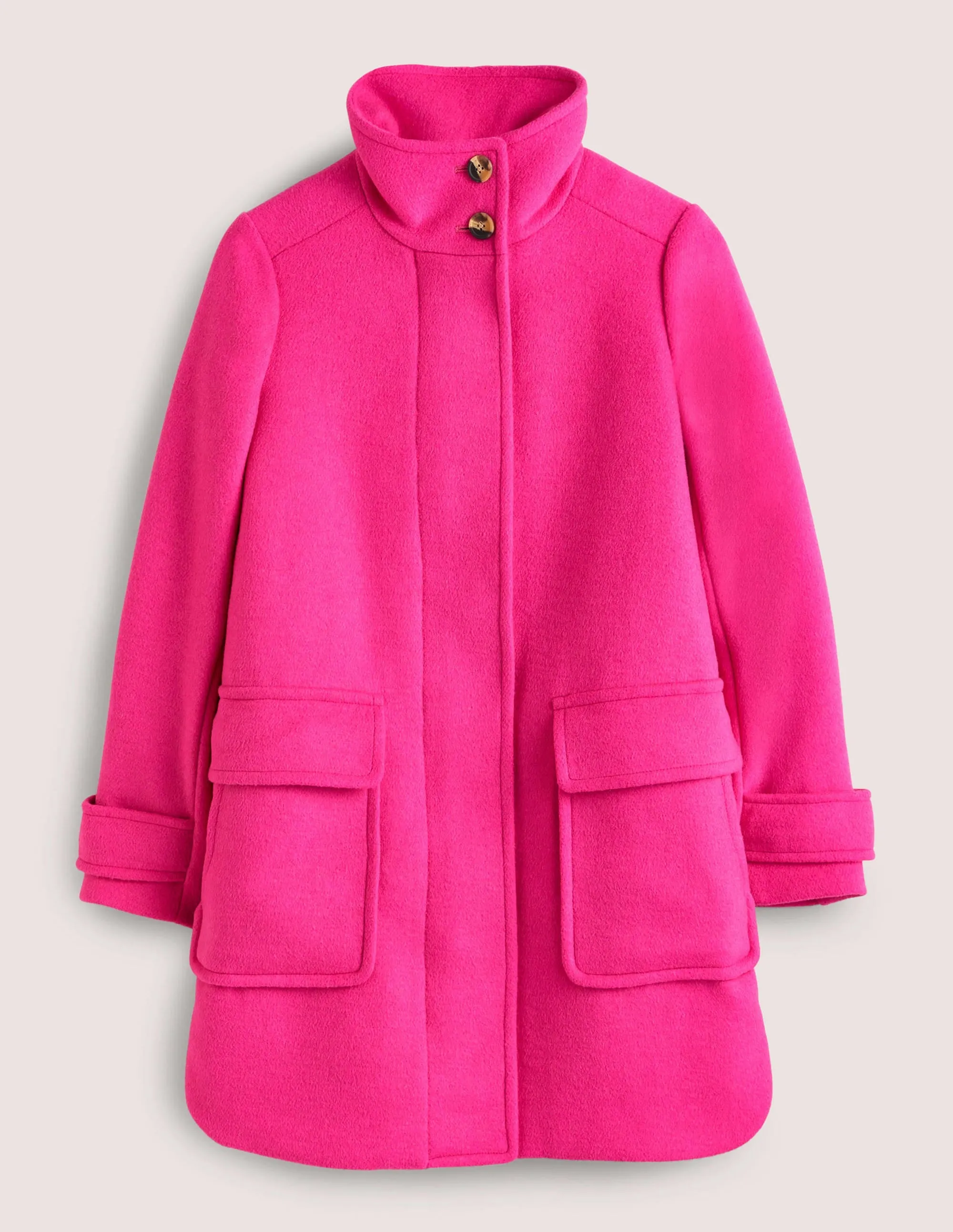 Brushed Wool Coat-Wild Watermelon Pink