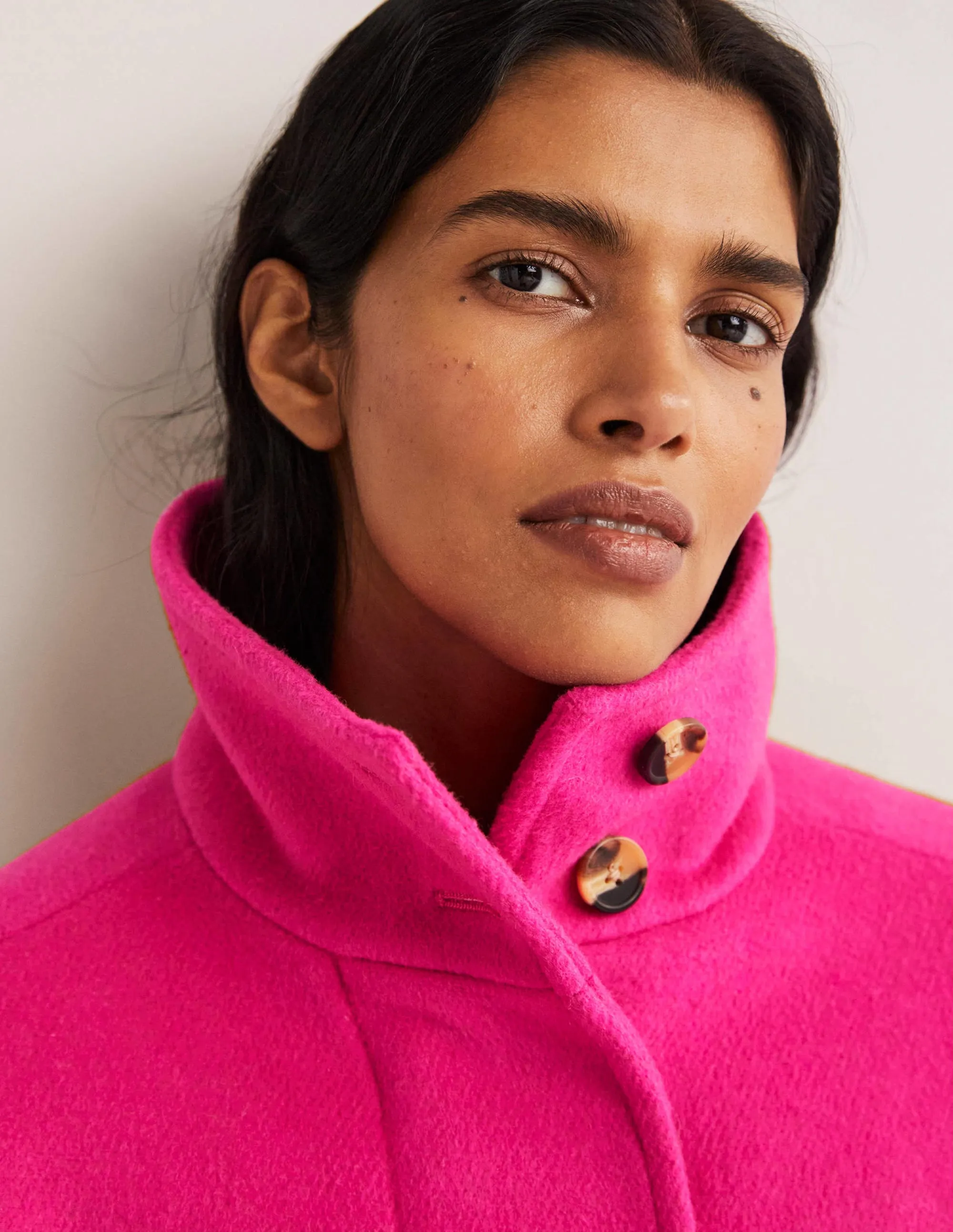 Brushed Wool Coat-Wild Watermelon Pink