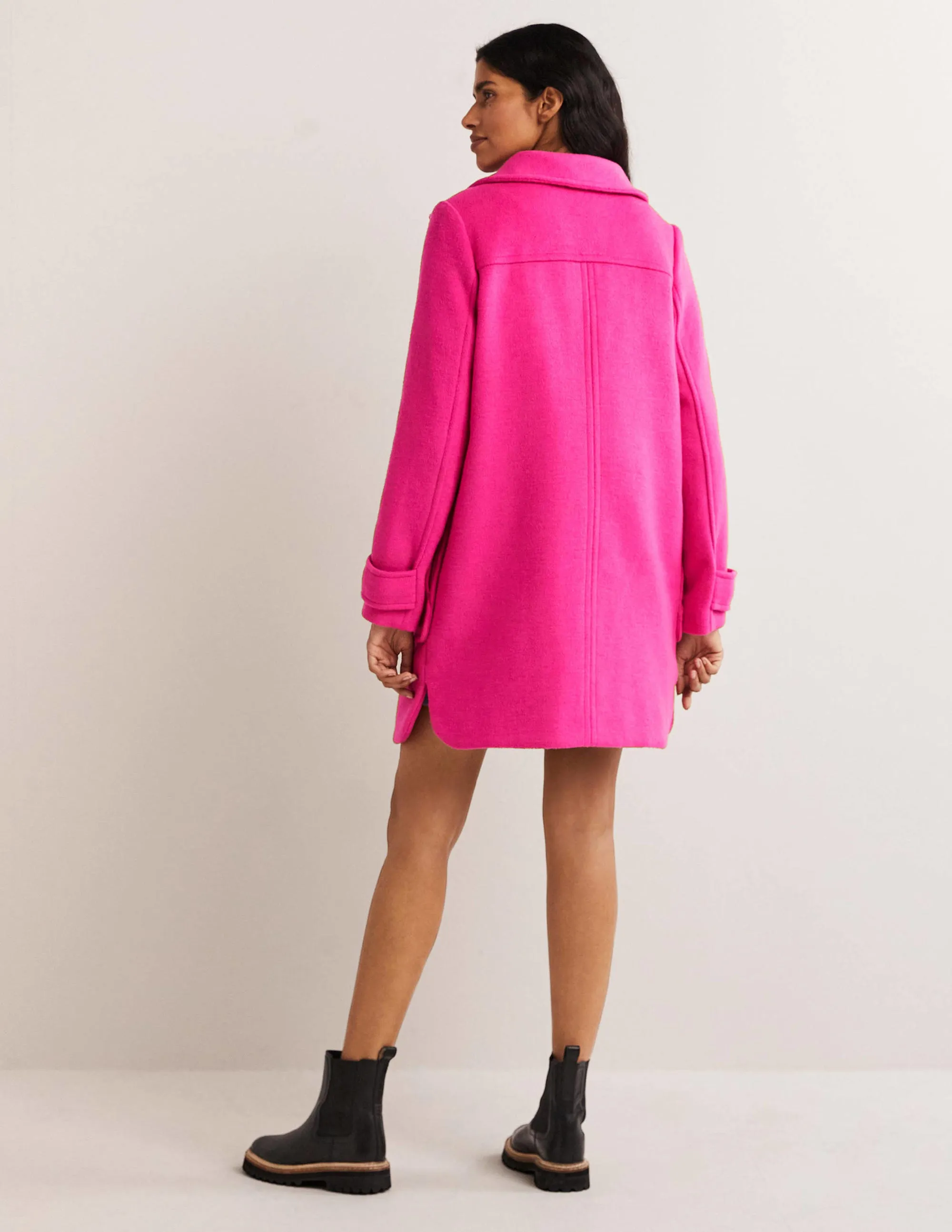 Brushed Wool Coat-Wild Watermelon Pink