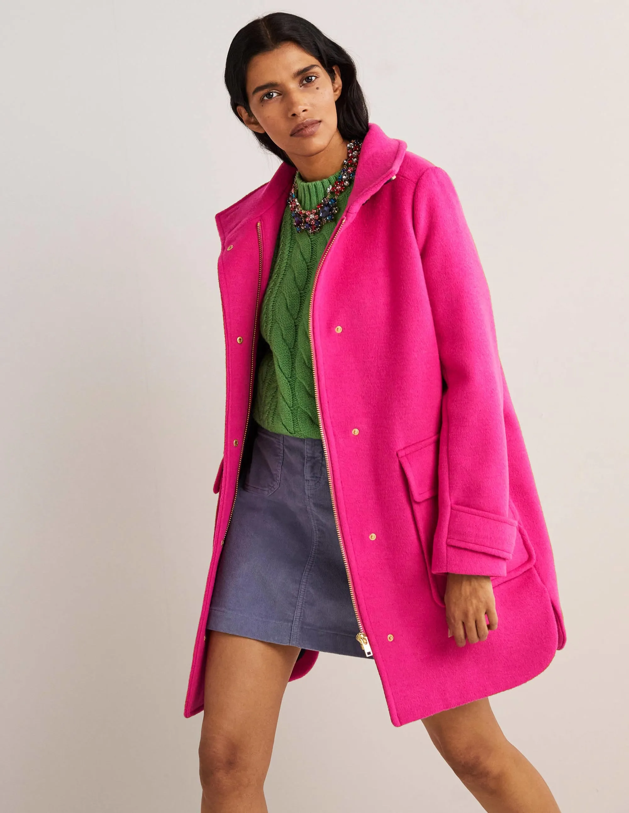 Brushed Wool Coat-Wild Watermelon Pink