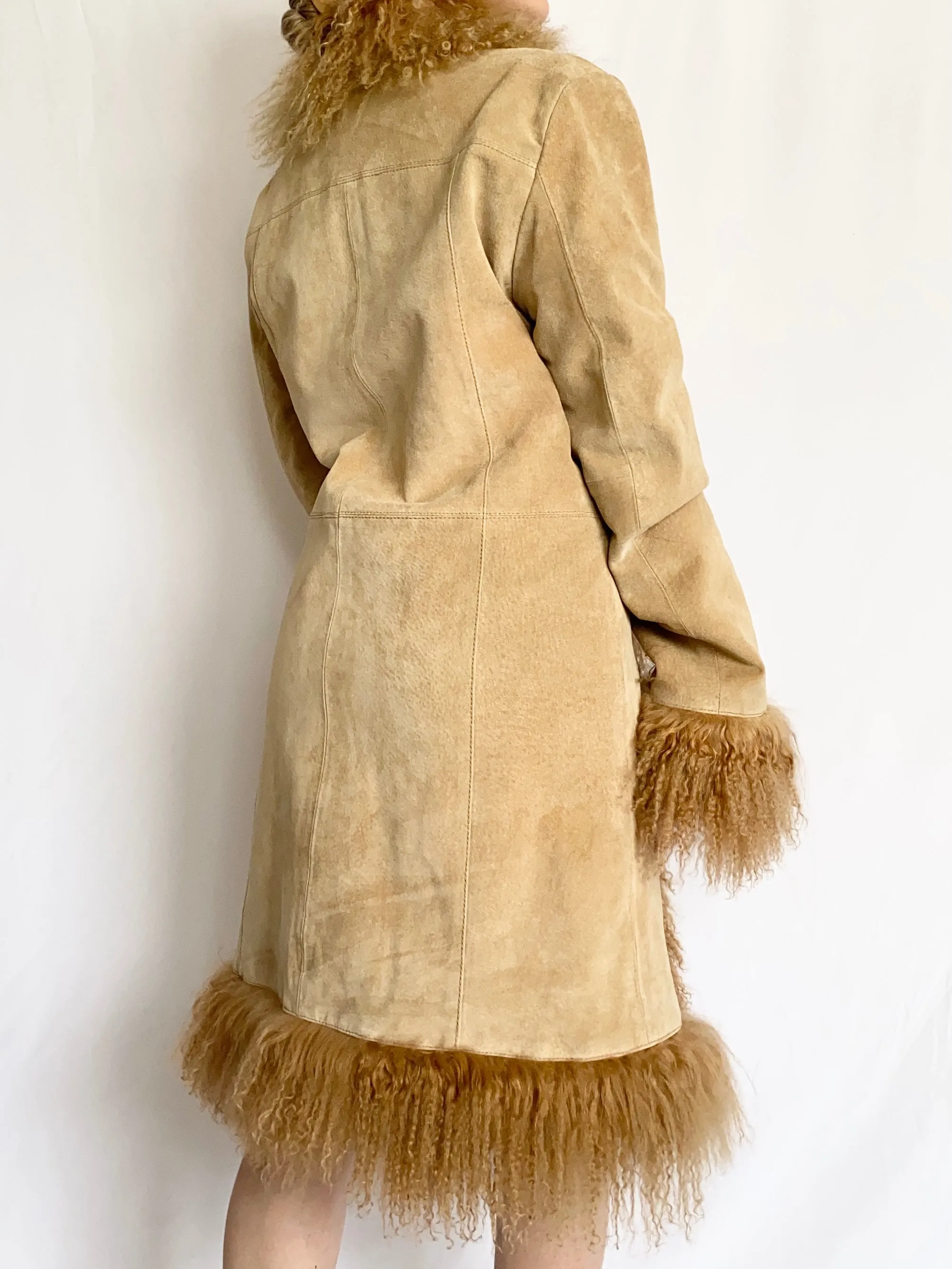 Caramel Penny Lane Shaggy Mongolian Trim Coat (S)