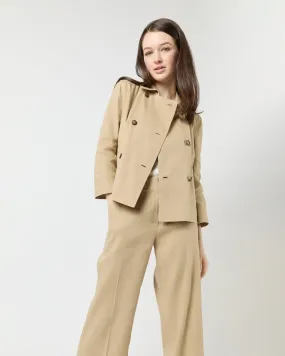 Casey Peacoat in Khaki Stretch Cotolino