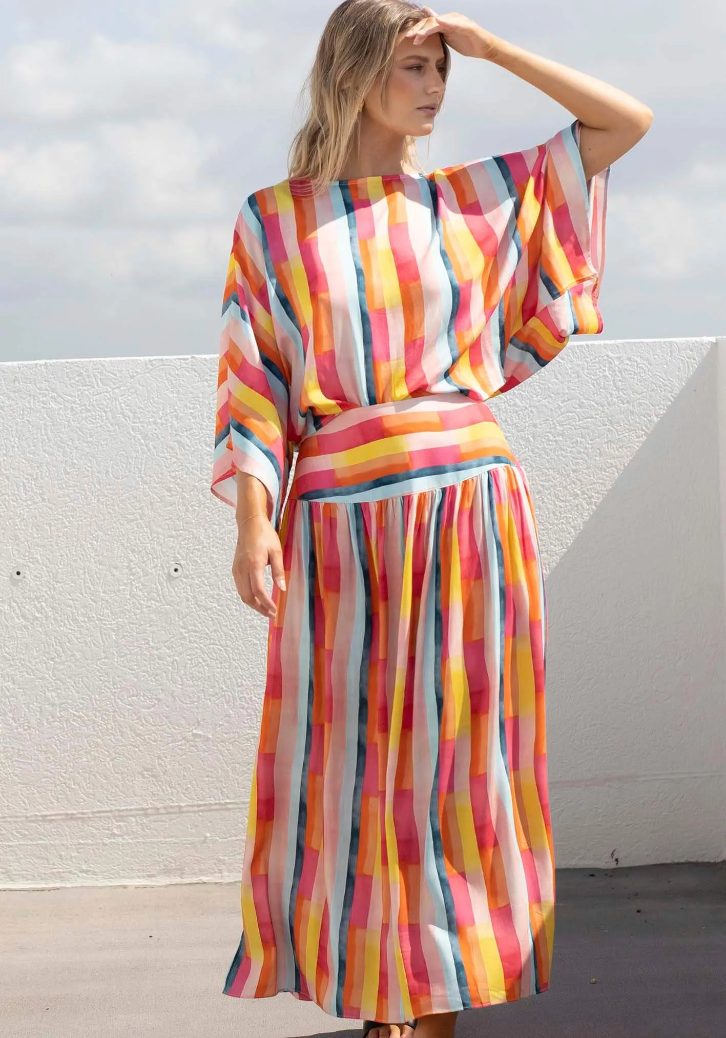 Casino Pink Stripe Maxi Skirt