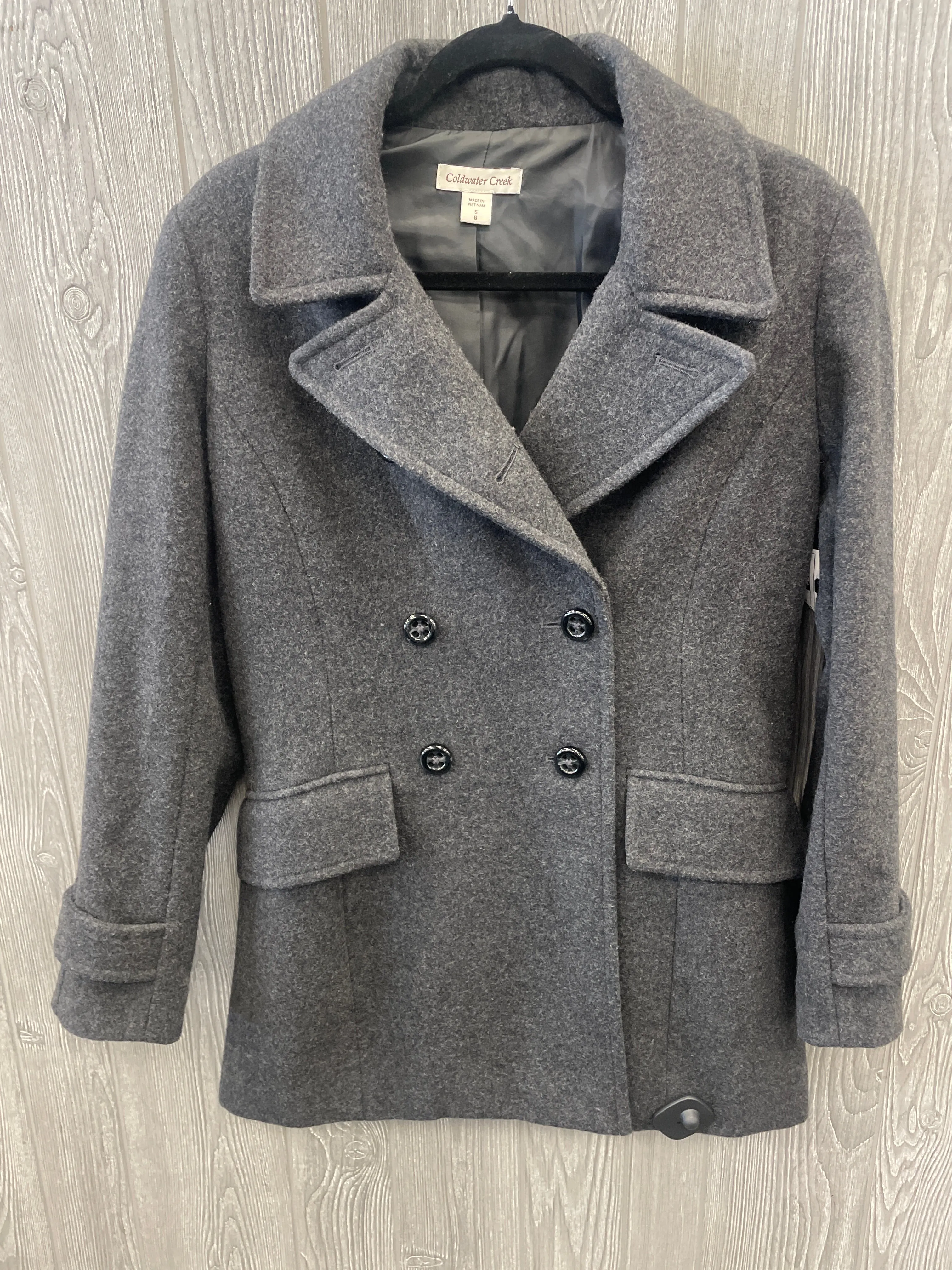 Coat Peacoat By Coldwater Creek In Grey, Size: S