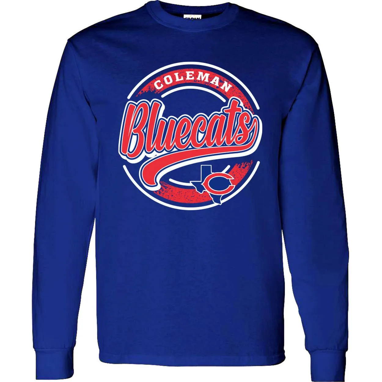 Coleman Bluecats - Circle Script Long Sleeve T-Shirt