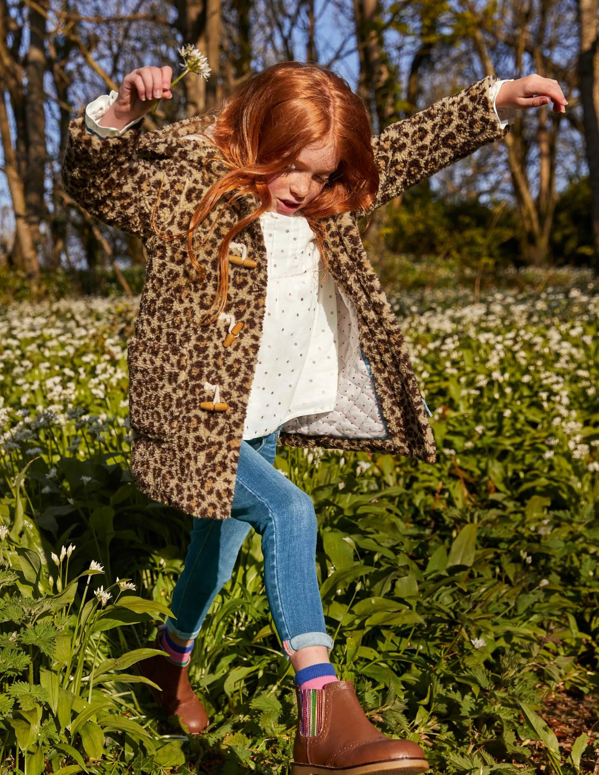 Cosy Borg Duffle Coat-Leopard Print