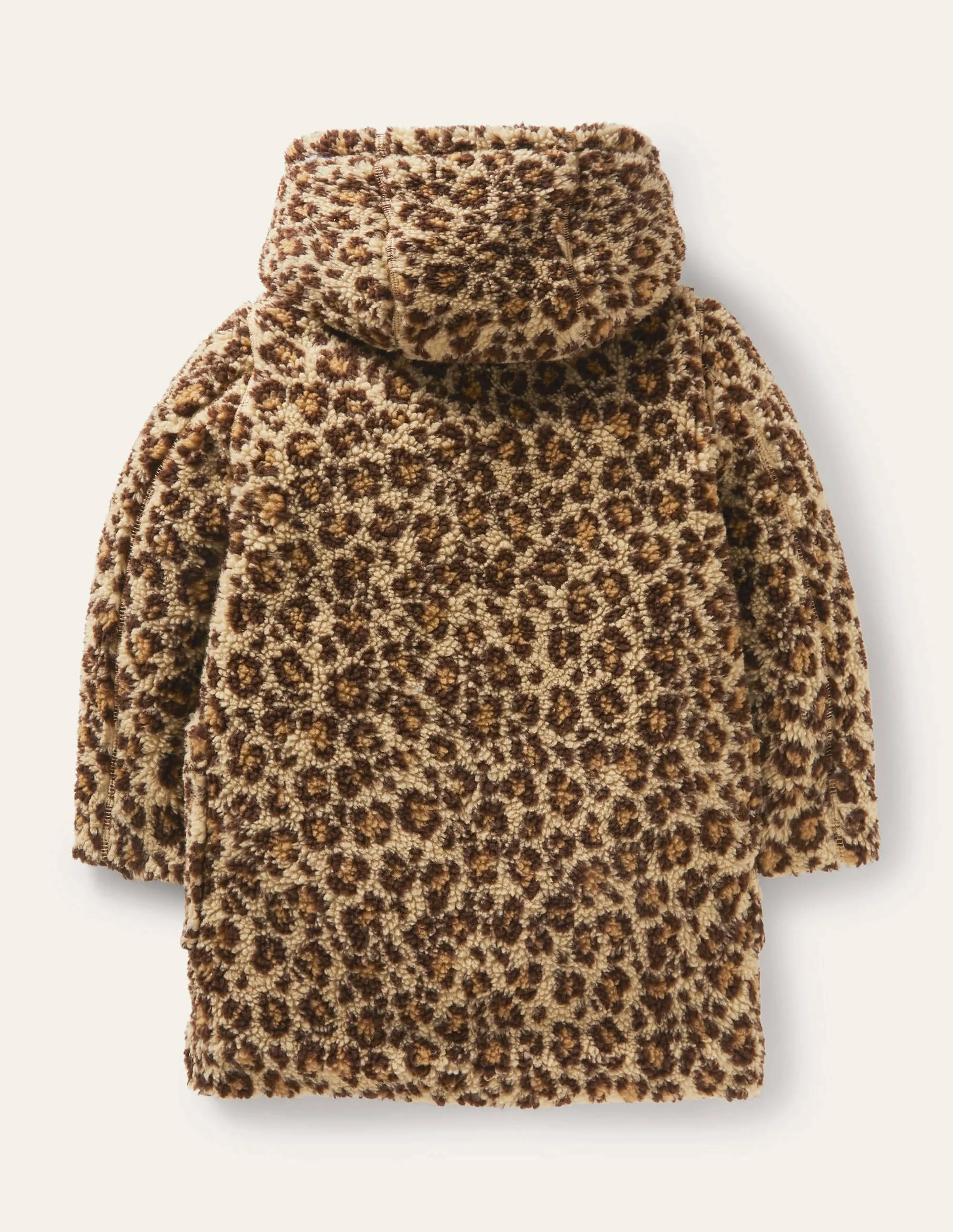 Cosy Borg Duffle Coat-Leopard Print