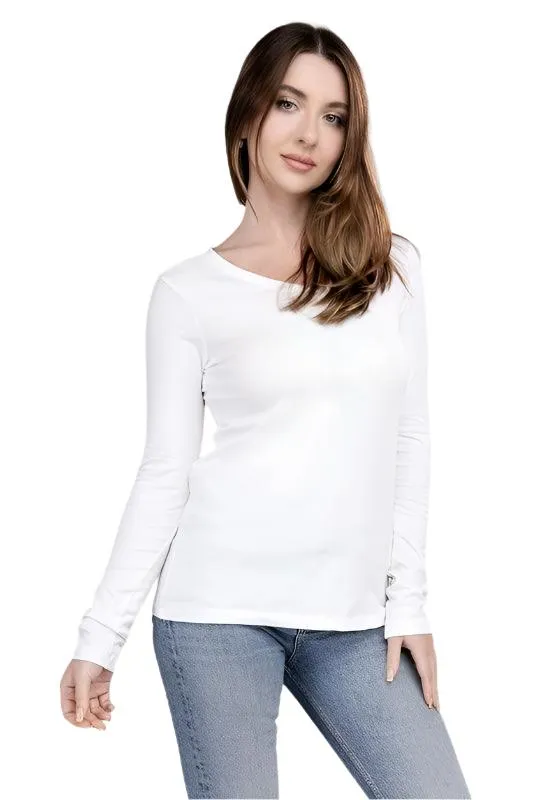 Cotton V-Neck Long Sleeve T-Shirt