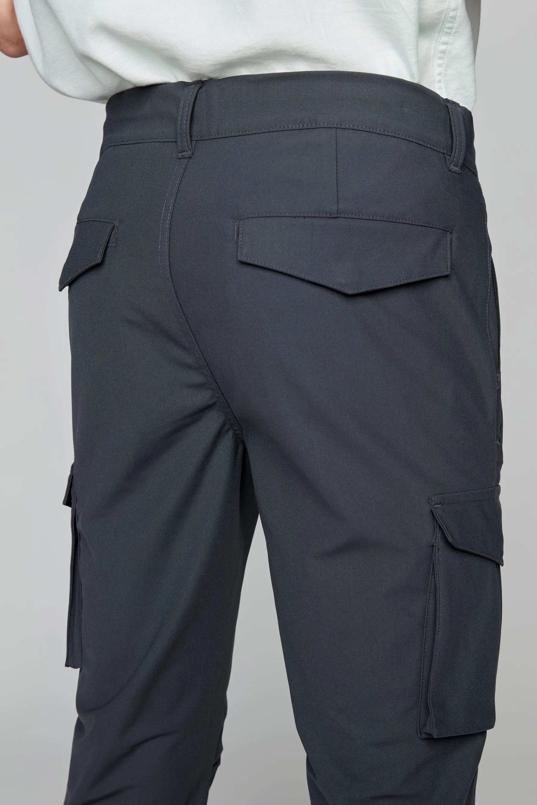 DEAN -  Slim Fit Cargo Chinos (Convertible Joggers) with Hybrid Performance Fabric - Dark Charcoal