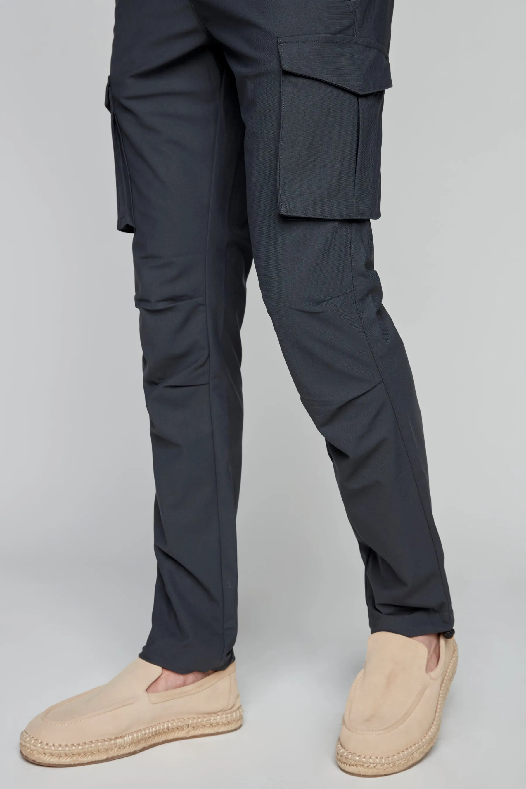 DEAN -  Slim Fit Cargo Chinos (Convertible Joggers) with Hybrid Performance Fabric - Dark Charcoal