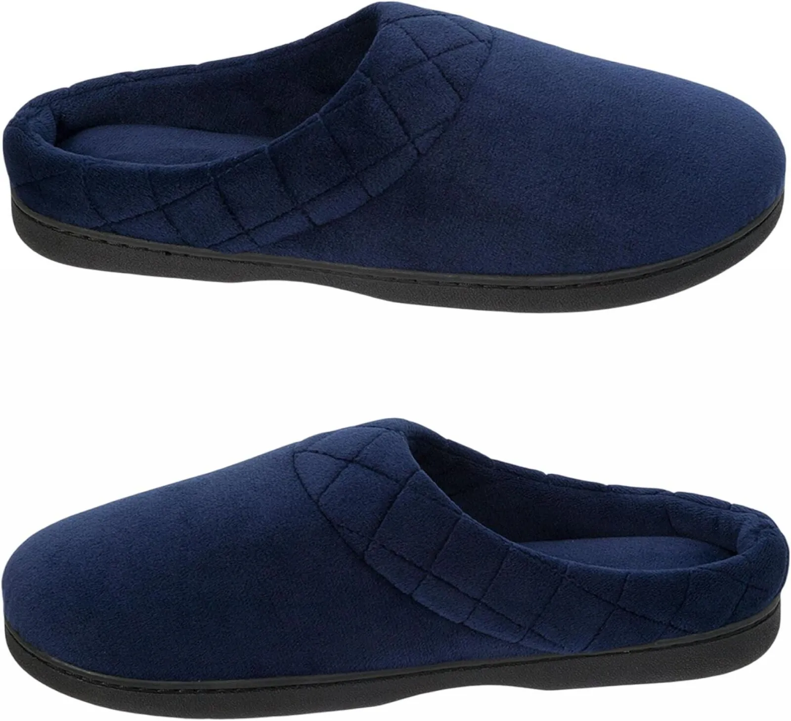 Dearfoams  Darcy Quilted Cuff Velour Clog House Slipper Peacoat Blue M (7-8)