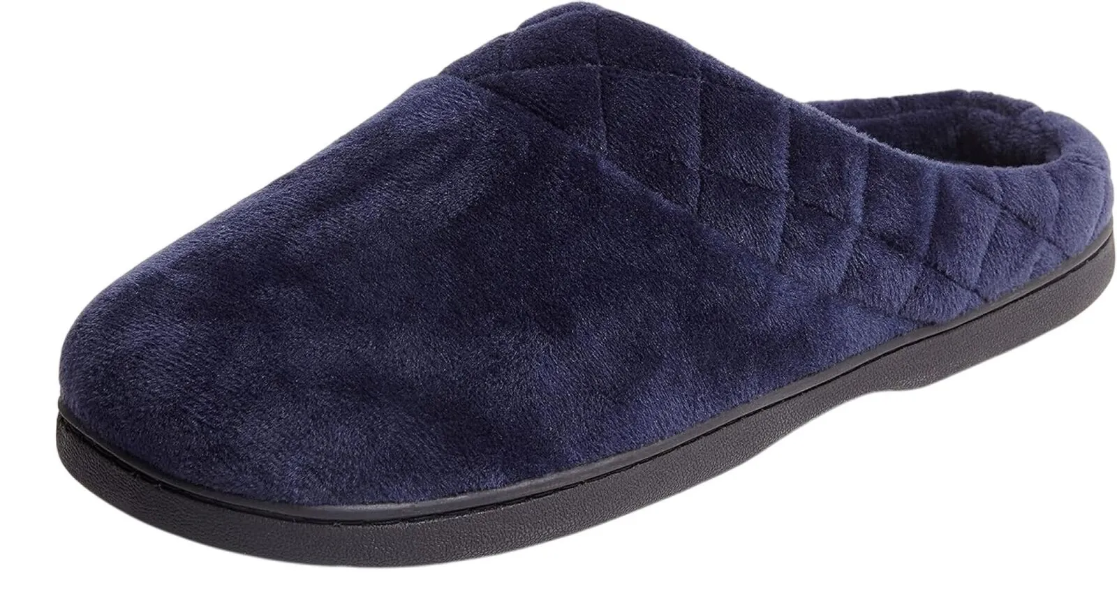 Dearfoams  Darcy Quilted Cuff Velour Clog House Slipper Peacoat Blue M (7-8)