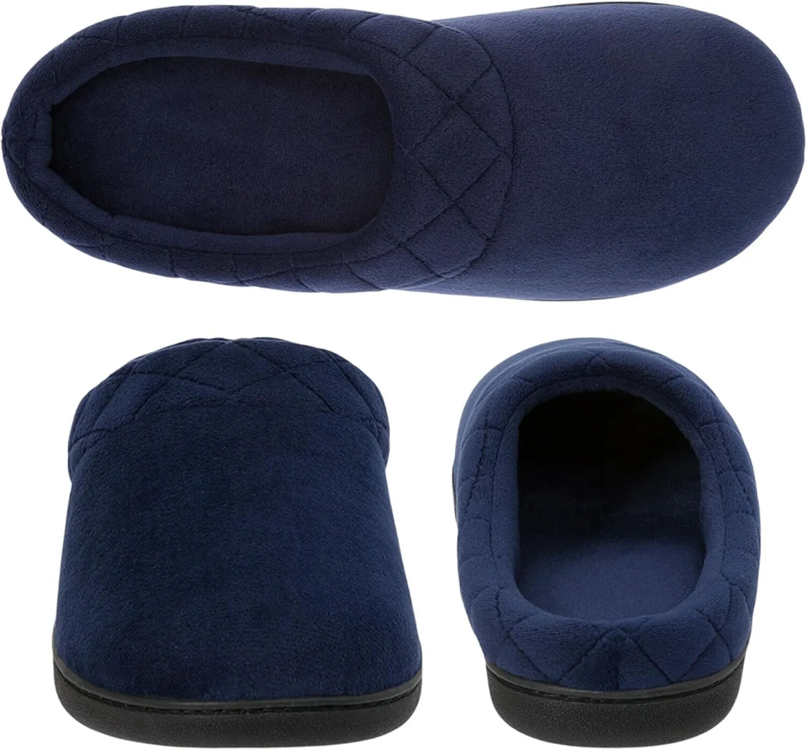 Dearfoams  Darcy Quilted Cuff Velour Clog House Slipper Peacoat Blue M (7-8)