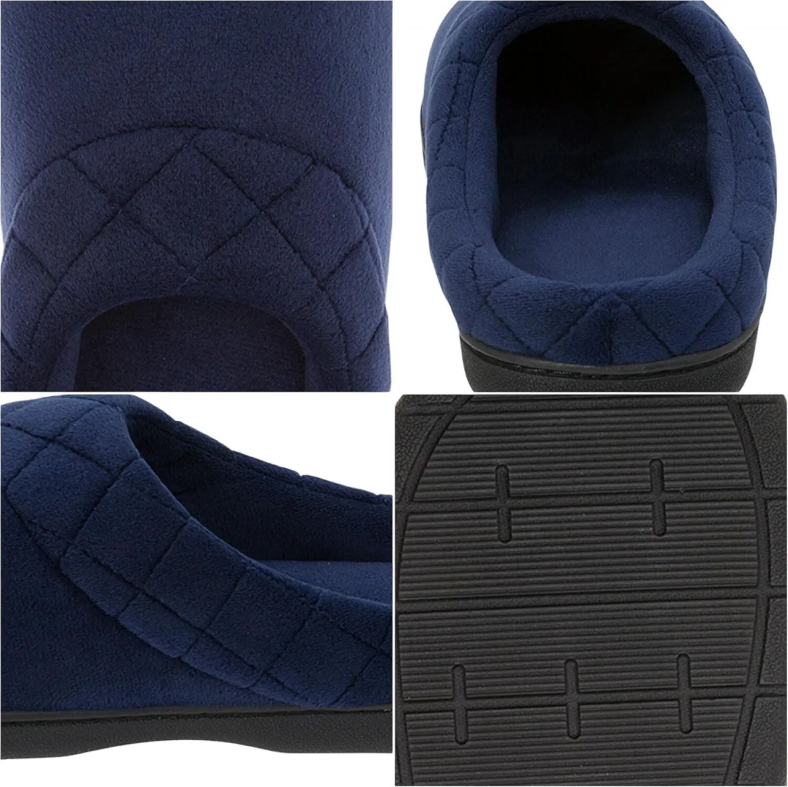 Dearfoams  Darcy Quilted Cuff Velour Clog House Slipper Peacoat Blue M (7-8)