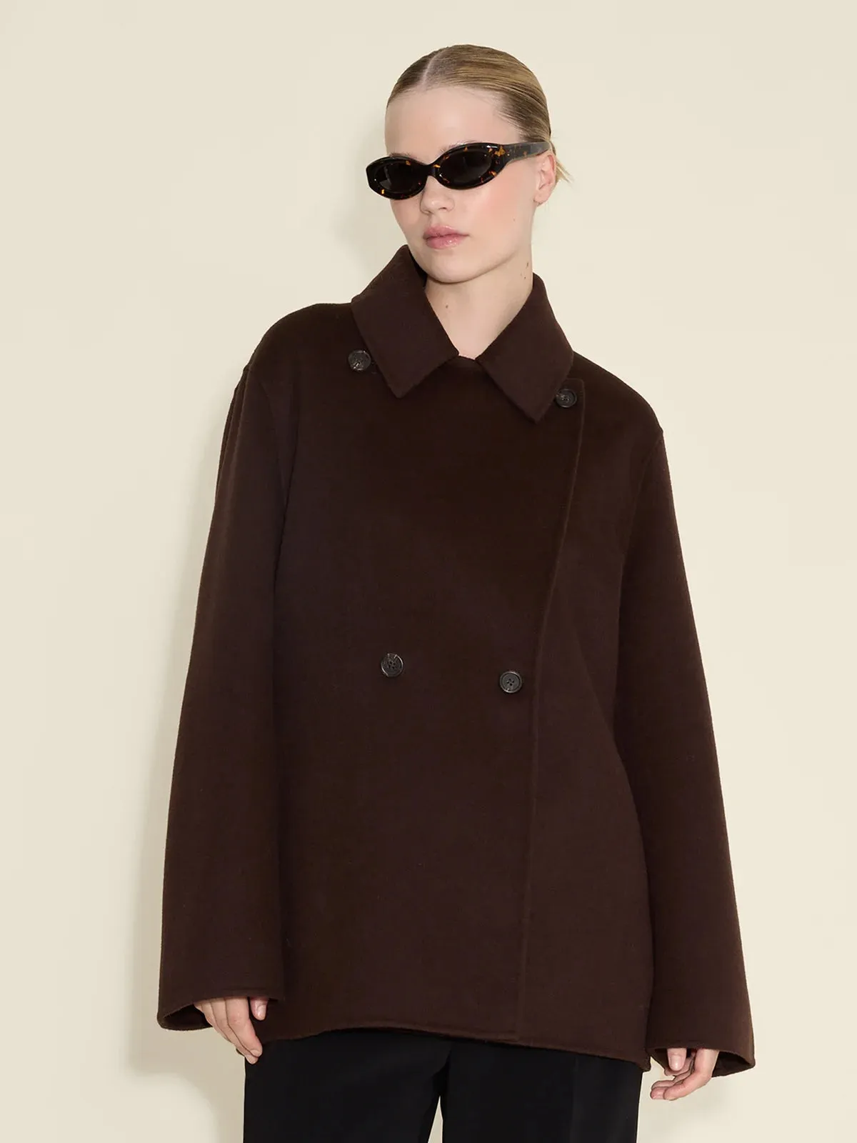 Felsa Wool Peacoat - Dark Brown