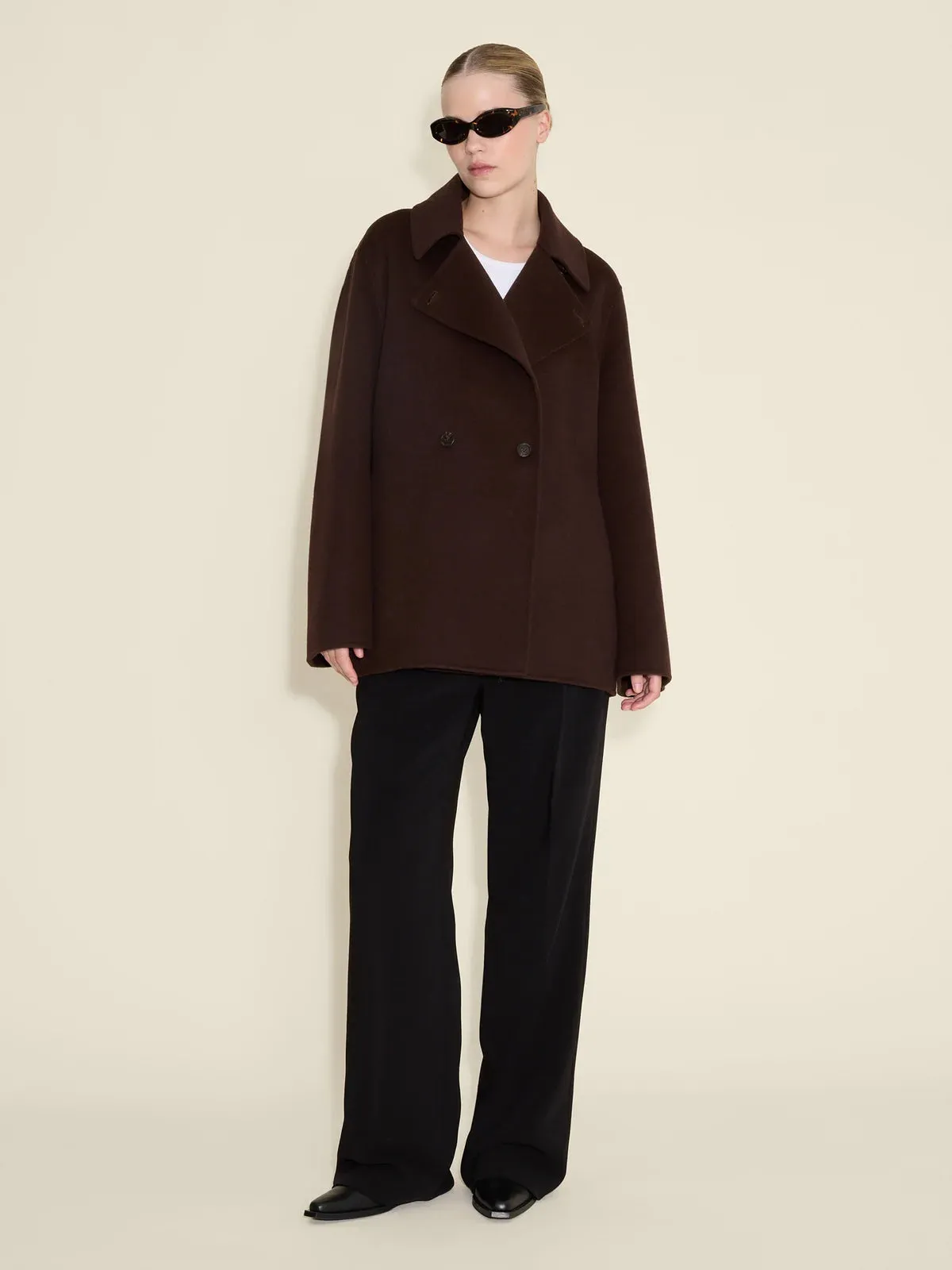 Felsa Wool Peacoat - Dark Brown