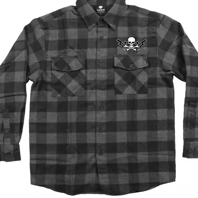 FLANNEL SKULL BOLTS LONG SLEEVE MEN'S SHIRT