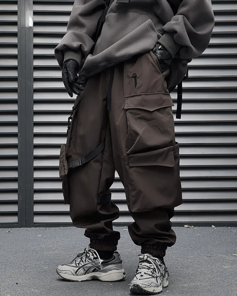 Functional Ribbon Multi-Pocket Cargo Pants