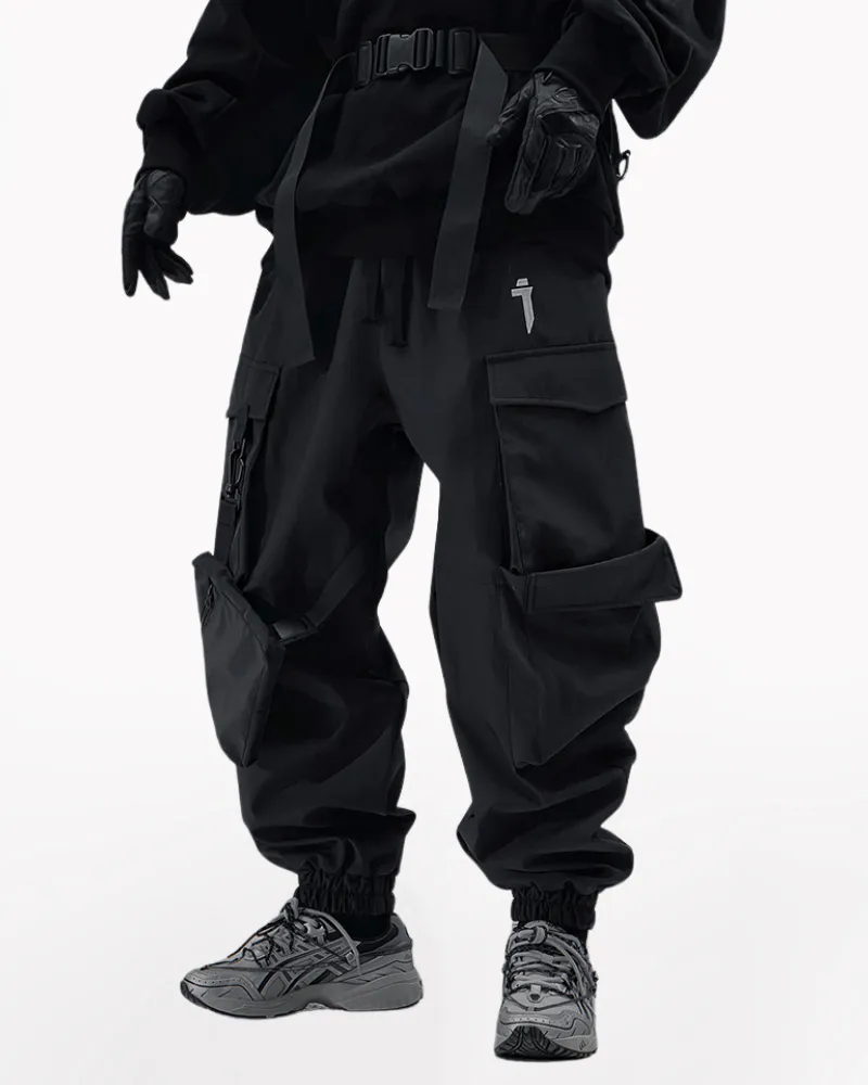 Functional Ribbon Multi-Pocket Cargo Pants