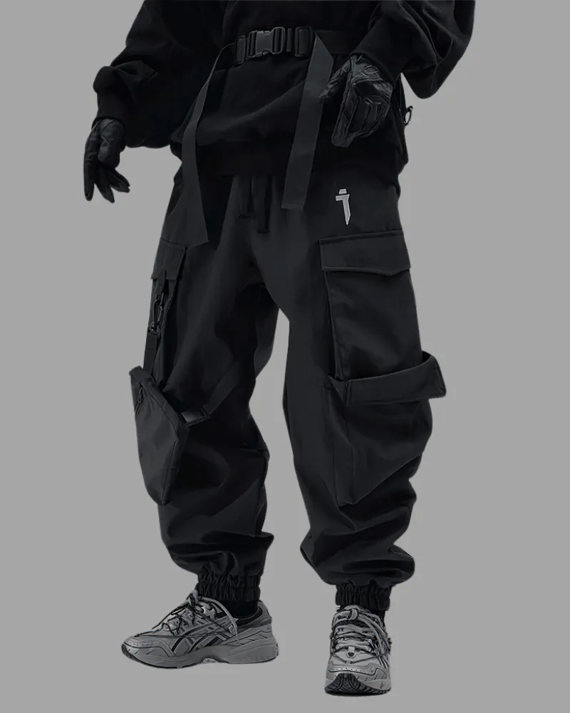 Functional Ribbon Multi-Pocket Cargo Pants