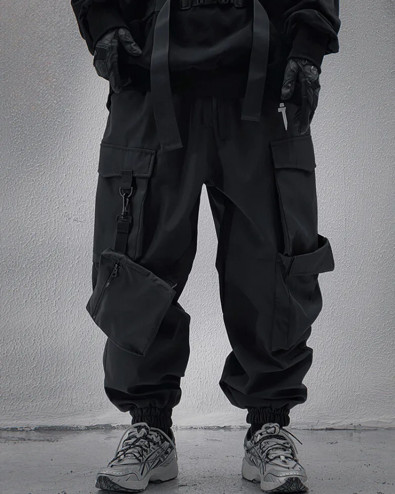 Functional Ribbon Multi-Pocket Cargo Pants