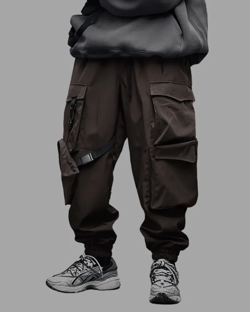 Functional Ribbon Multi-Pocket Cargo Pants