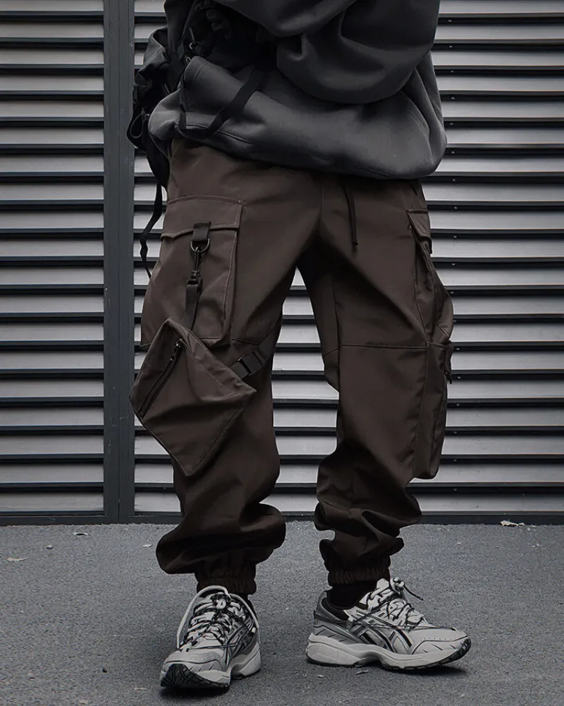 Functional Ribbon Multi-Pocket Cargo Pants