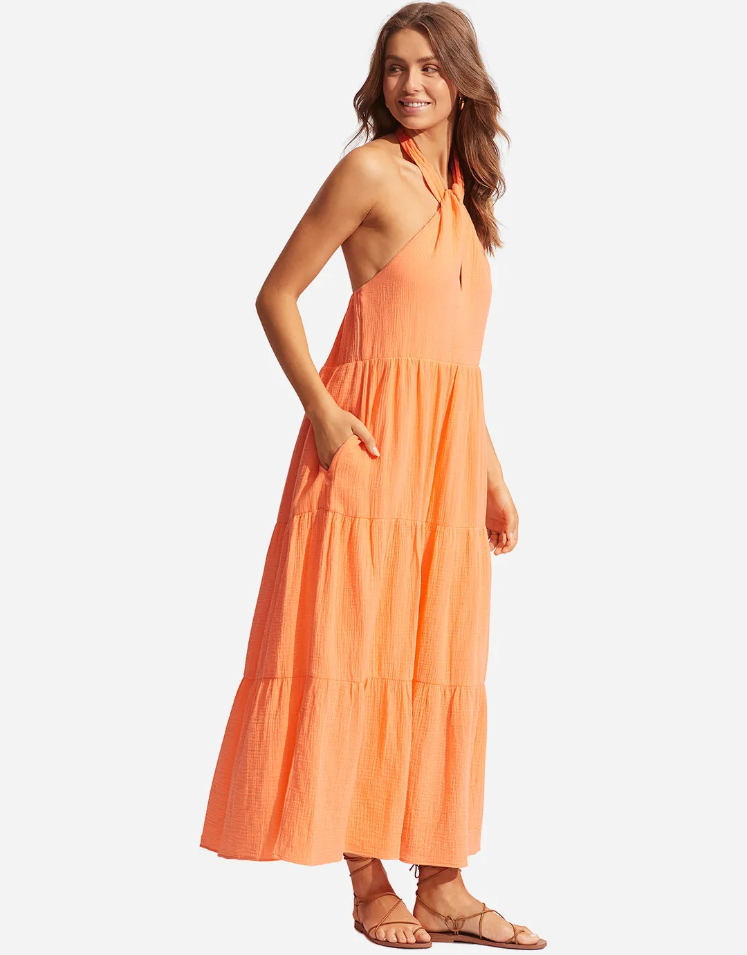 Halter Neck Dress - Cantaloupe