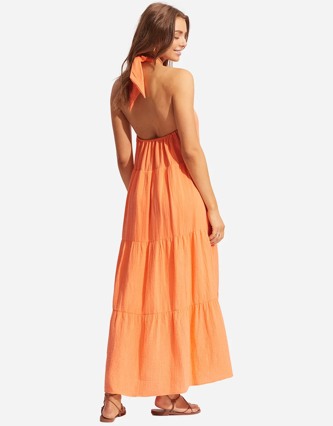 Halter Neck Dress - Cantaloupe