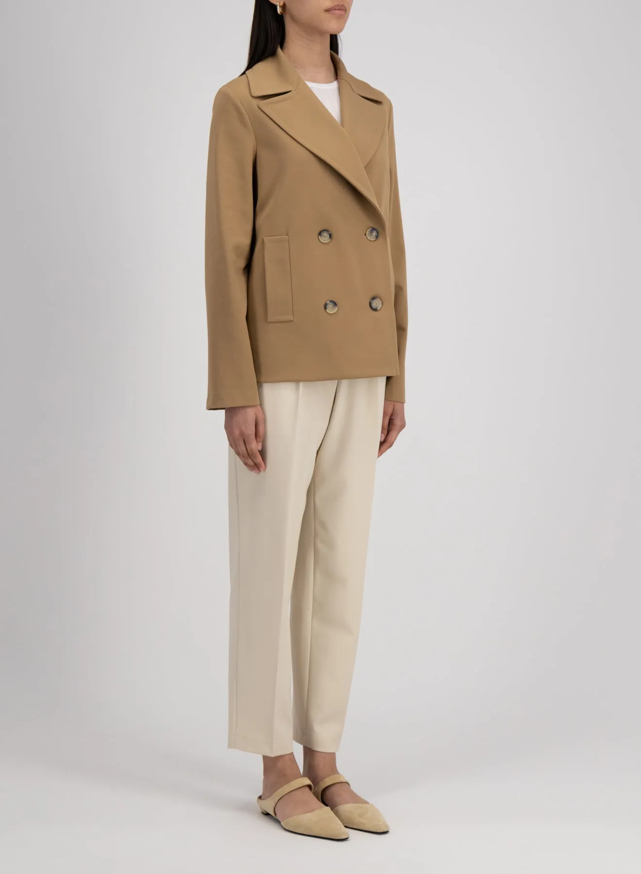 Harris Wharf Peacoat in Tan