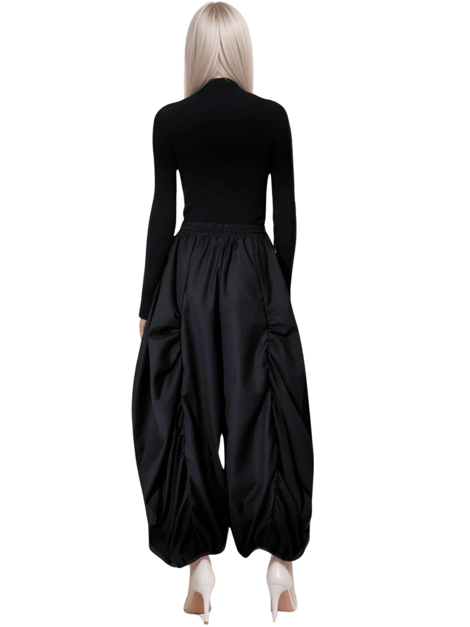 High Waist Black Wide Leg Arc Pants Ankle Length New Loose Trousers Women Fashion