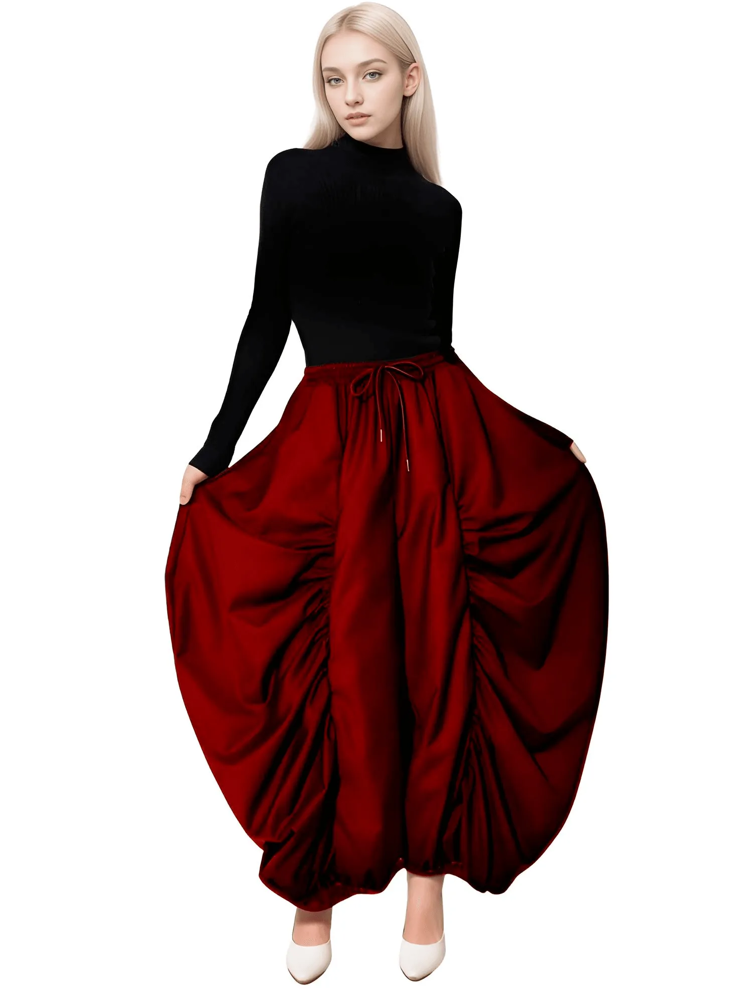 High Waist Black Wide Leg Arc Pants Ankle Length New Loose Trousers Women Fashion