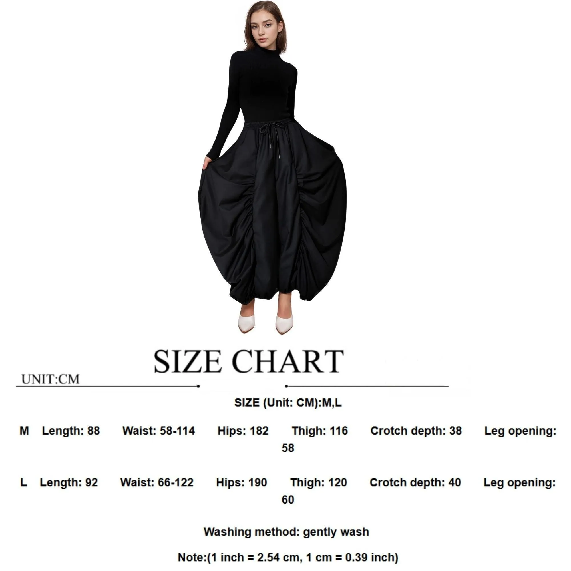 High Waist Black Wide Leg Arc Pants Ankle Length New Loose Trousers Women Fashion