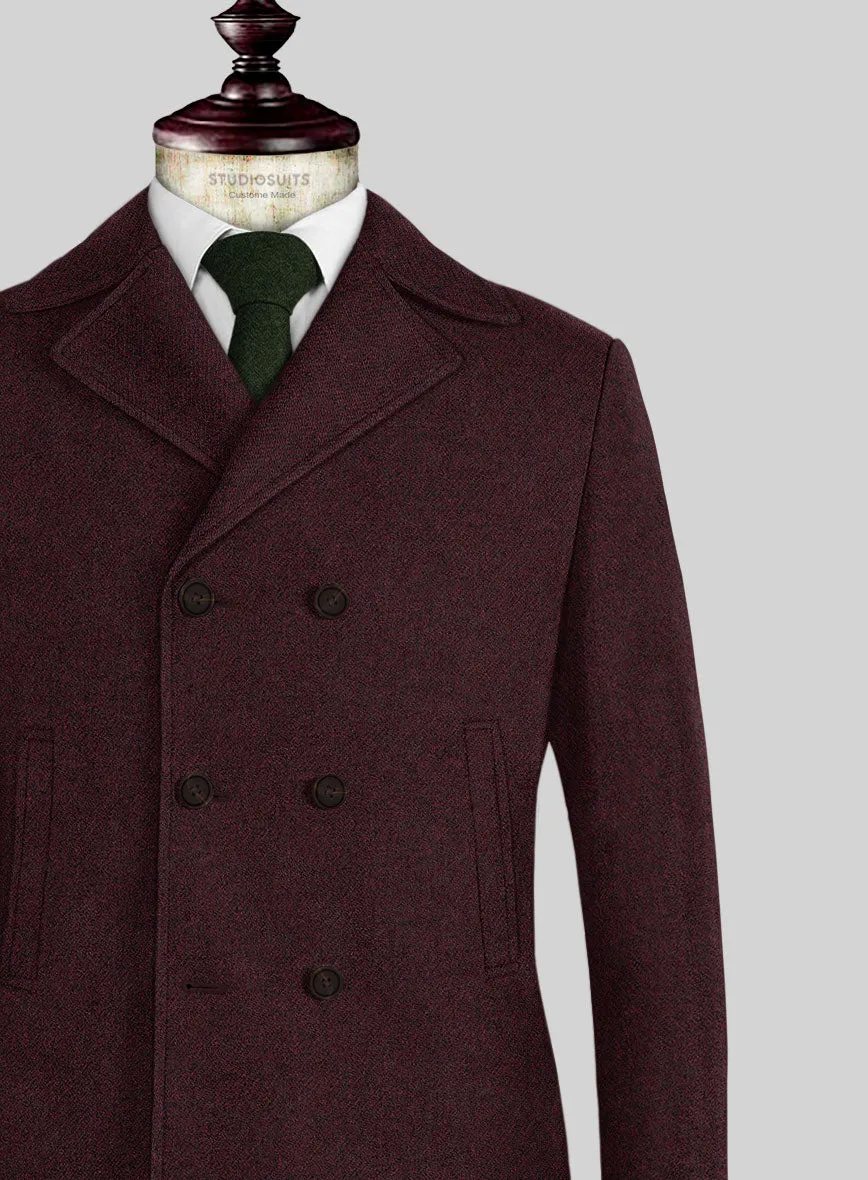 Highlander Sangria Tweed Pea Coat