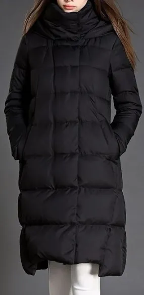 Hooded Black Puffer Down Coat