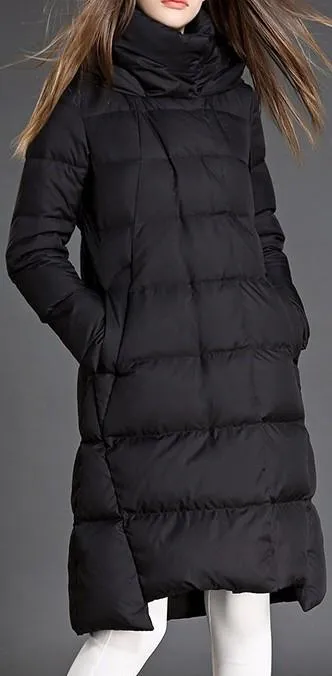 Hooded Black Puffer Down Coat