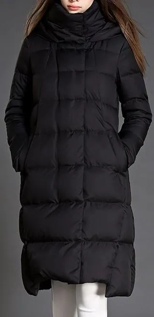 Hooded Black Puffer Down Coat