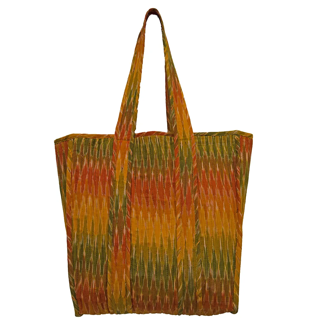 Ikat Handloom Quilted Tote Bag