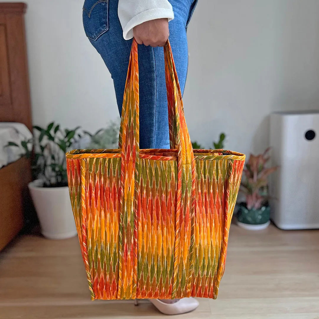 Ikat Handloom Quilted Tote Bag