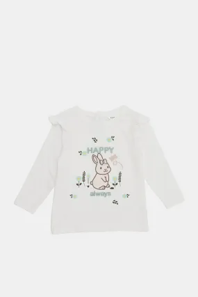 Infant Girls White Frilled T-Shirt