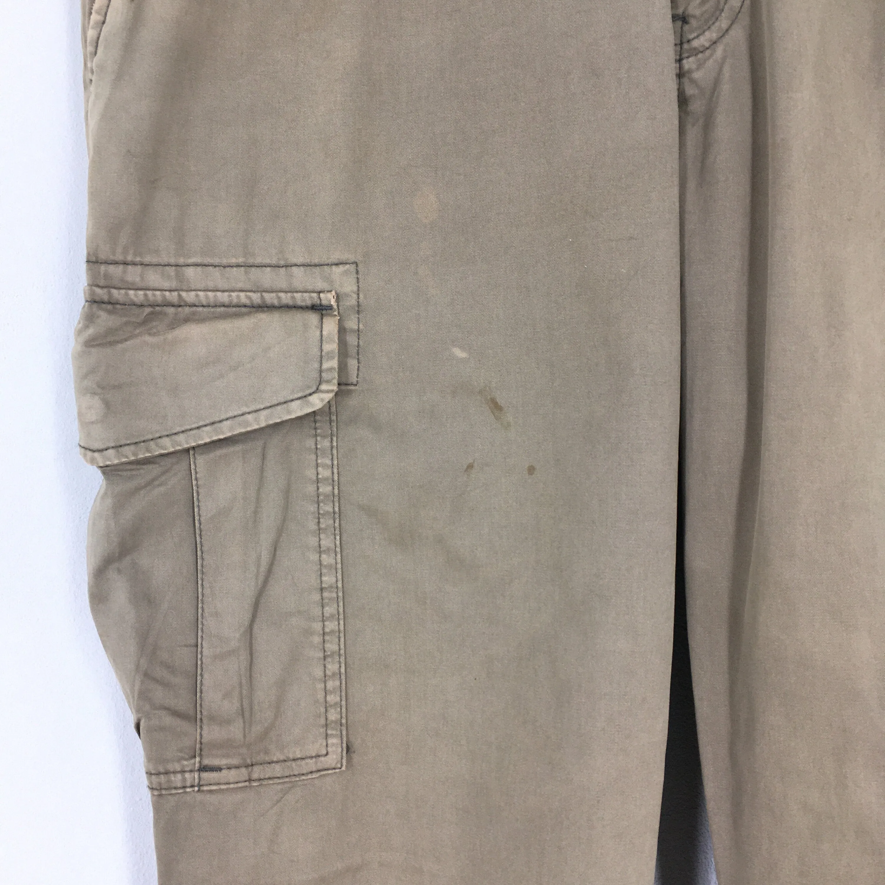 Japanese Cargo Pants Brown Straight Cut Pants Size 34x33