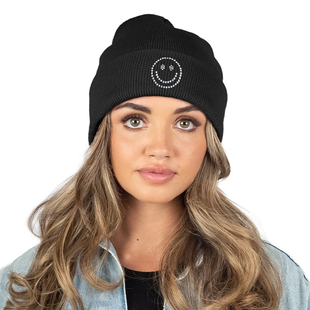 LBB3262 - Bling Smiley Face Beanie